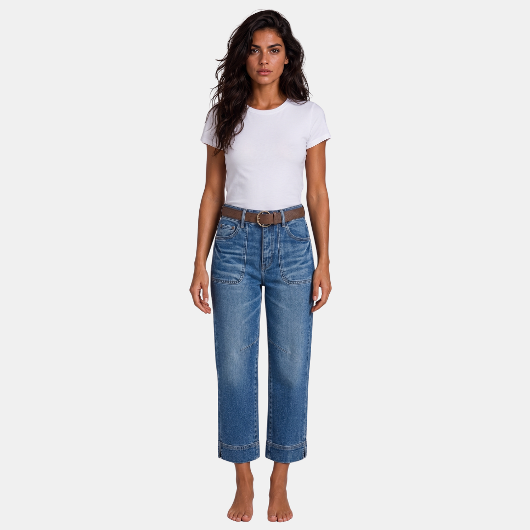 ECLAVA | Women’s High Rise Straight Leg Crop Jeans