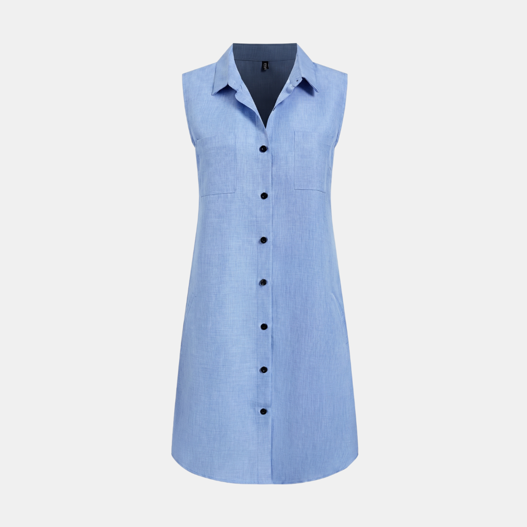 ECLAVA | Women’s Sleeveless Knee Length Shirt Dress