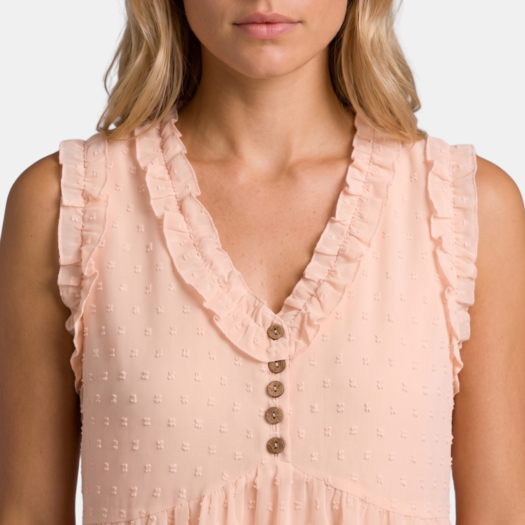 ECLAVA | Women’s Swiss Dot Ruffle Tank Top