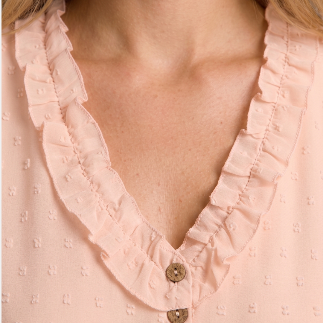 ECLAVA | Women’s Swiss Dot Ruffle Tank Top