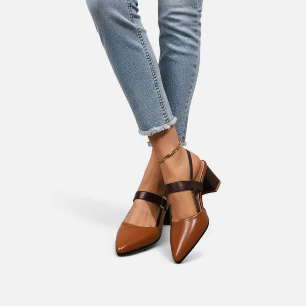 ECLAVA | Women’s Genuine Leather Chunky Sandals