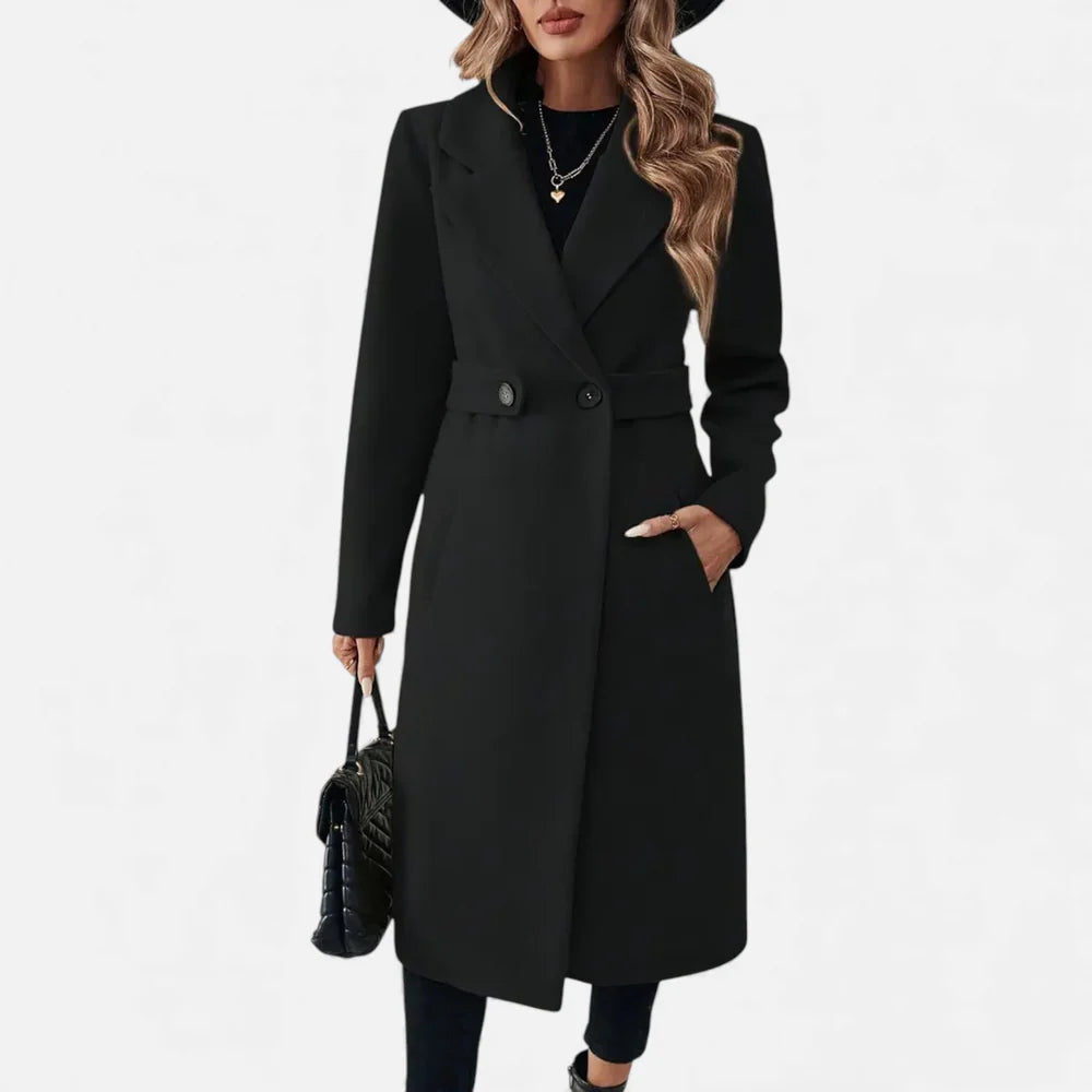 ECLAVA | Women’s Longline Belted A-Line Coat