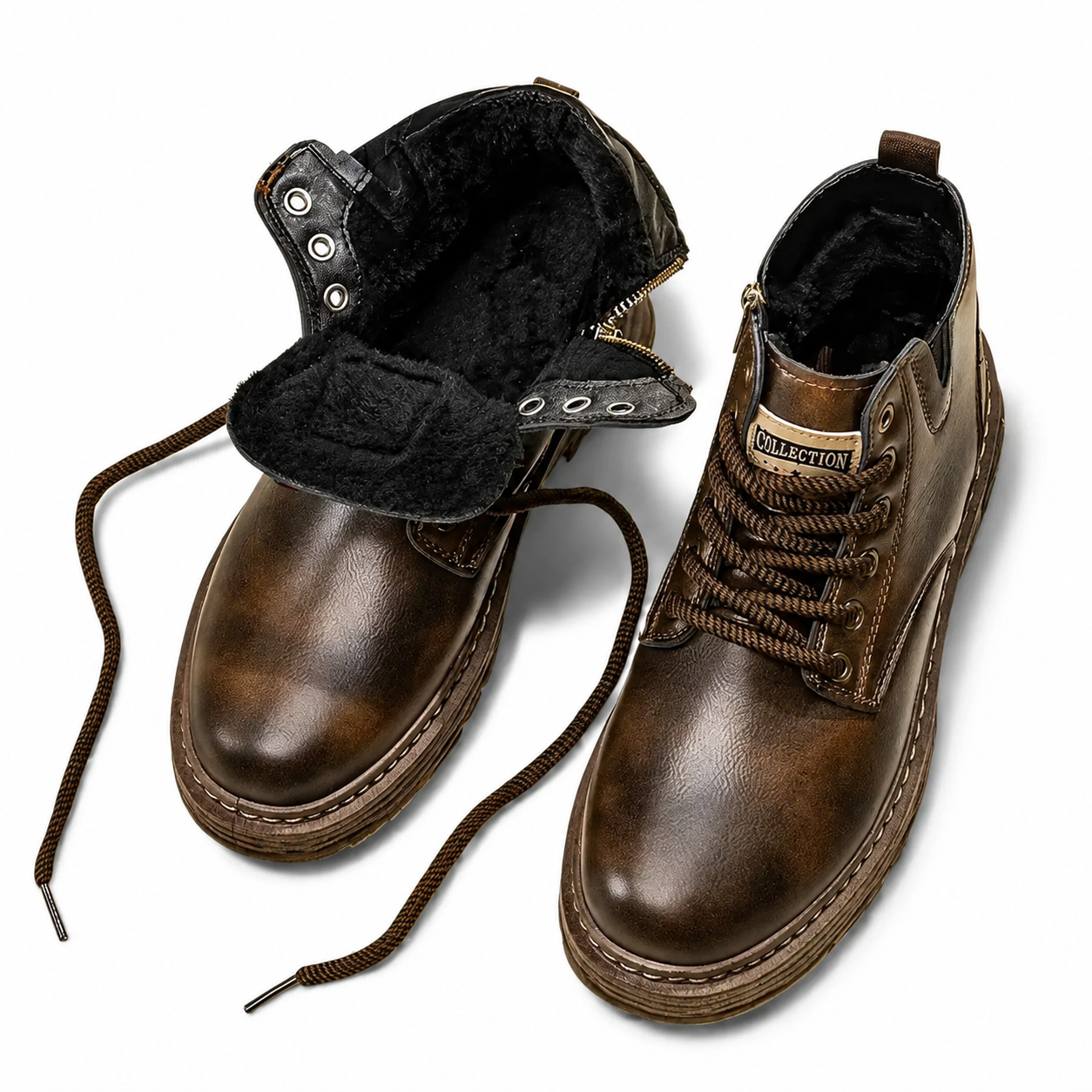 ECLAVA | Men’s Vintage Boots – Classic Short Lace‑Up