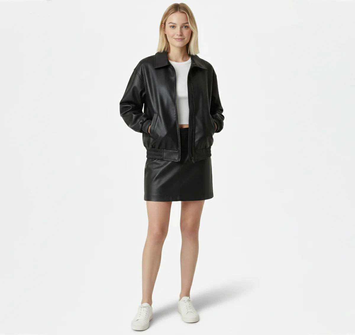 ECLAVA | Women’s Faux Leather Classic Moto Jacket