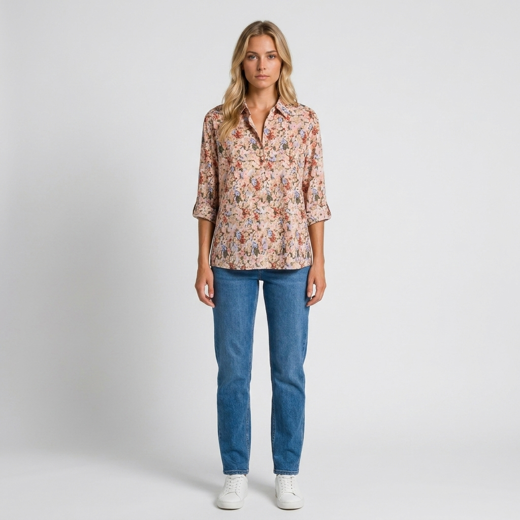 ECLAVA | Women’s Floral Button-Up Shirt