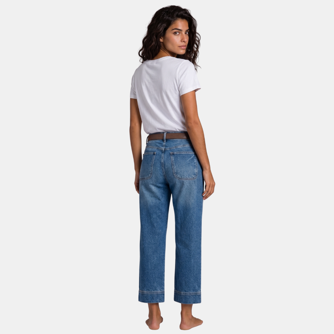 ECLAVA | Women’s High Rise Straight Leg Crop Jeans
