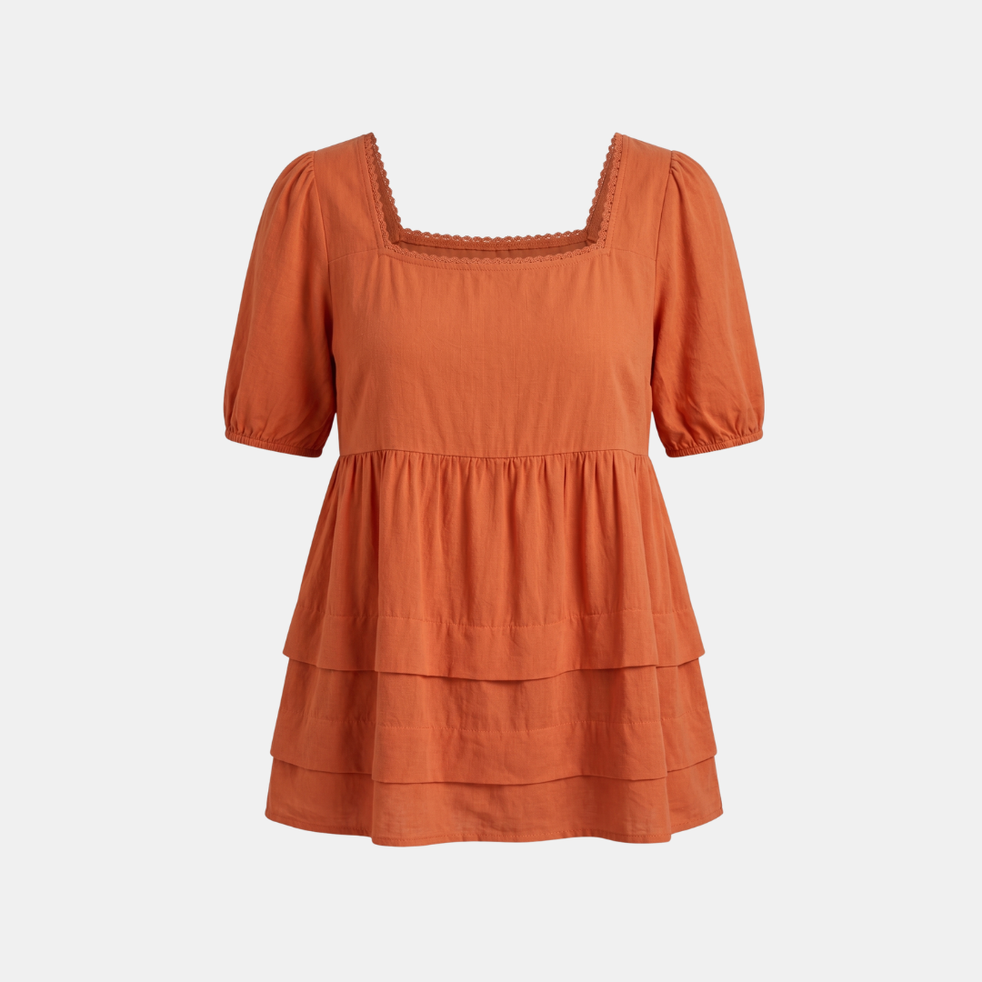 ECLAVA | Women’s Layered Square Neck Blouse