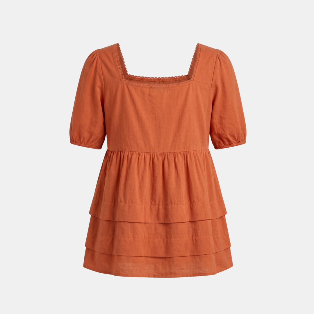ECLAVA | Women’s Layered Square Neck Blouse