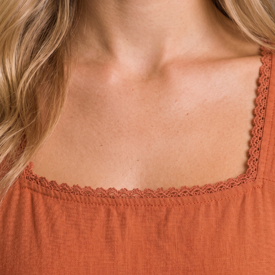 ECLAVA | Women’s Layered Square Neck Blouse