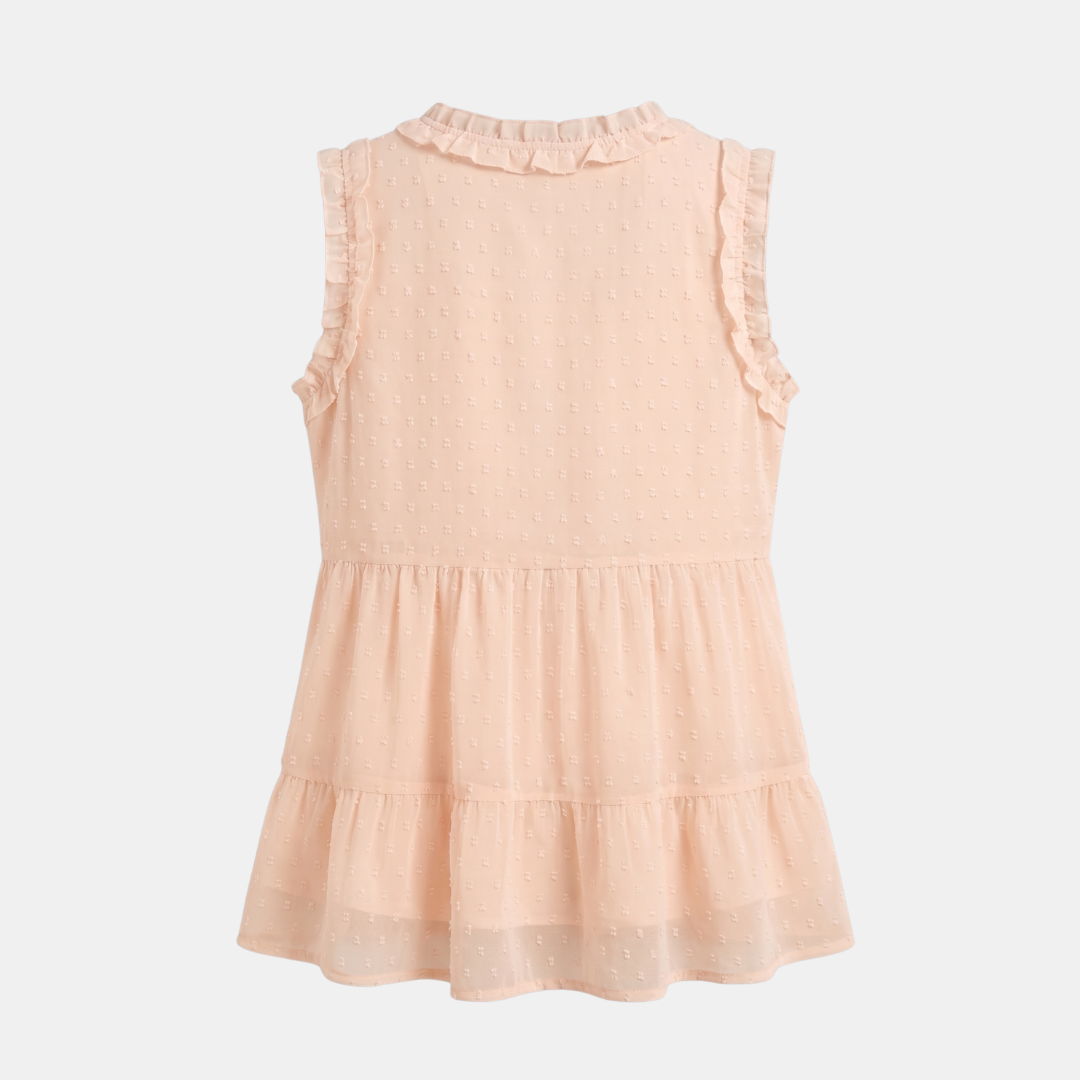 ECLAVA | Women’s Swiss Dot Ruffle Tank Top