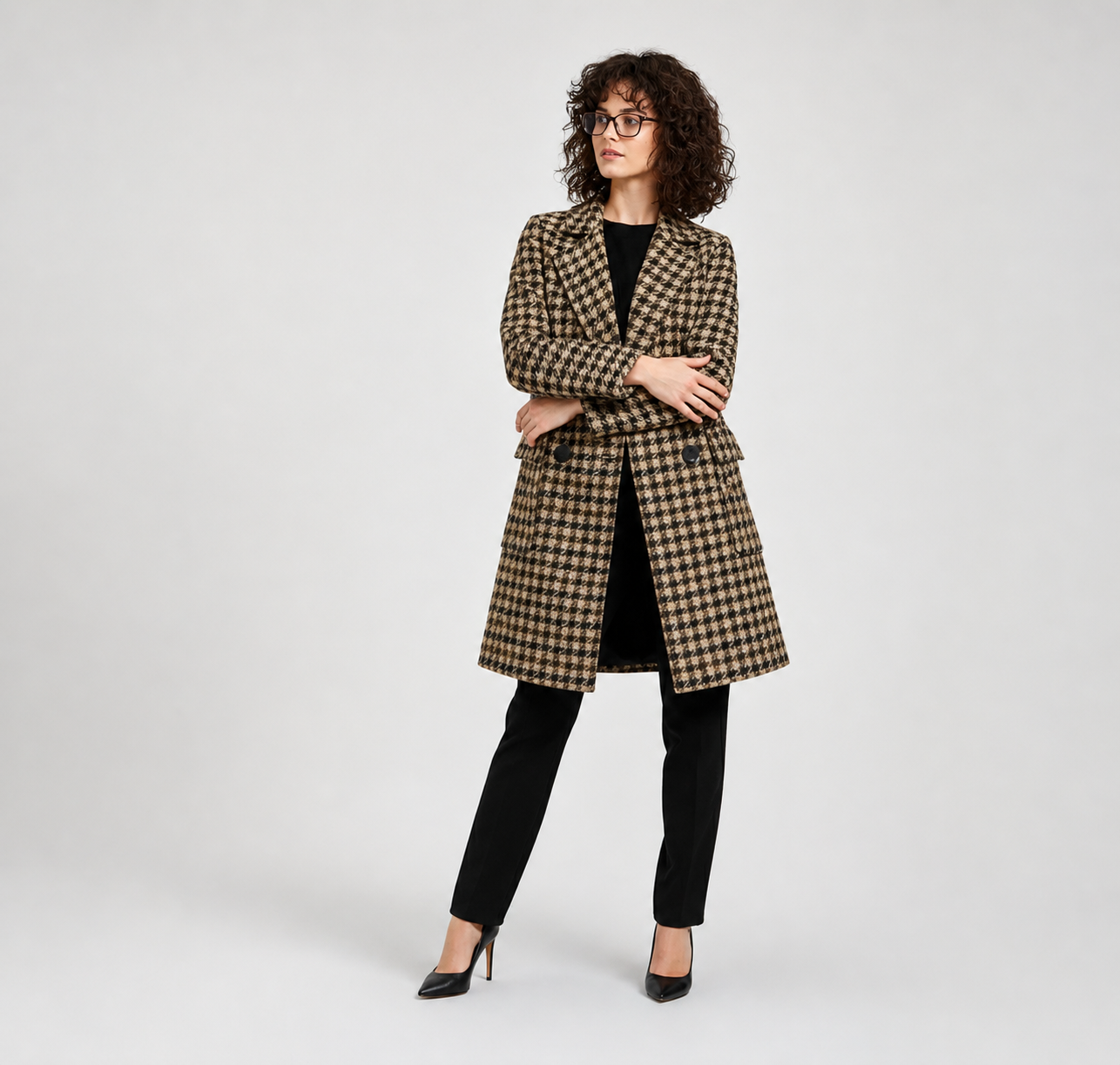 ECLAVA | Women’s Houndstooth Quilted Coat