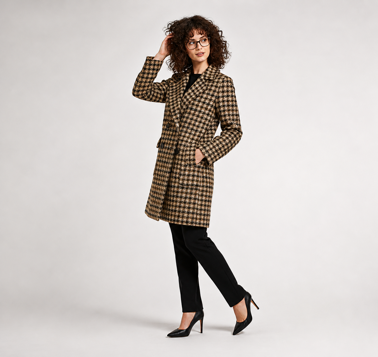 ECLAVA | Women’s Houndstooth Quilted Coat