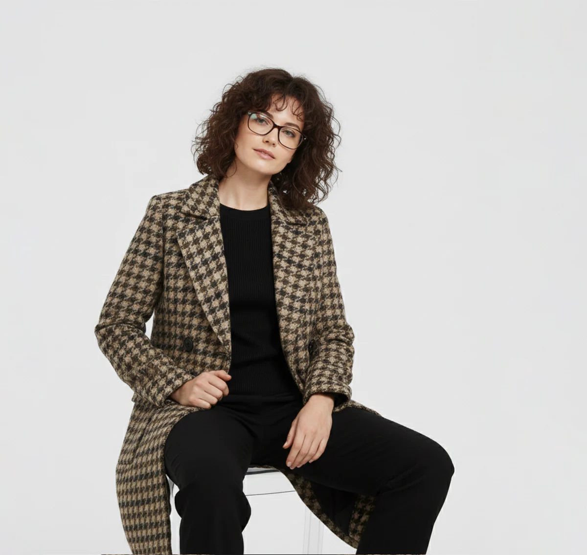 ECLAVA | Women’s Houndstooth Quilted Coat