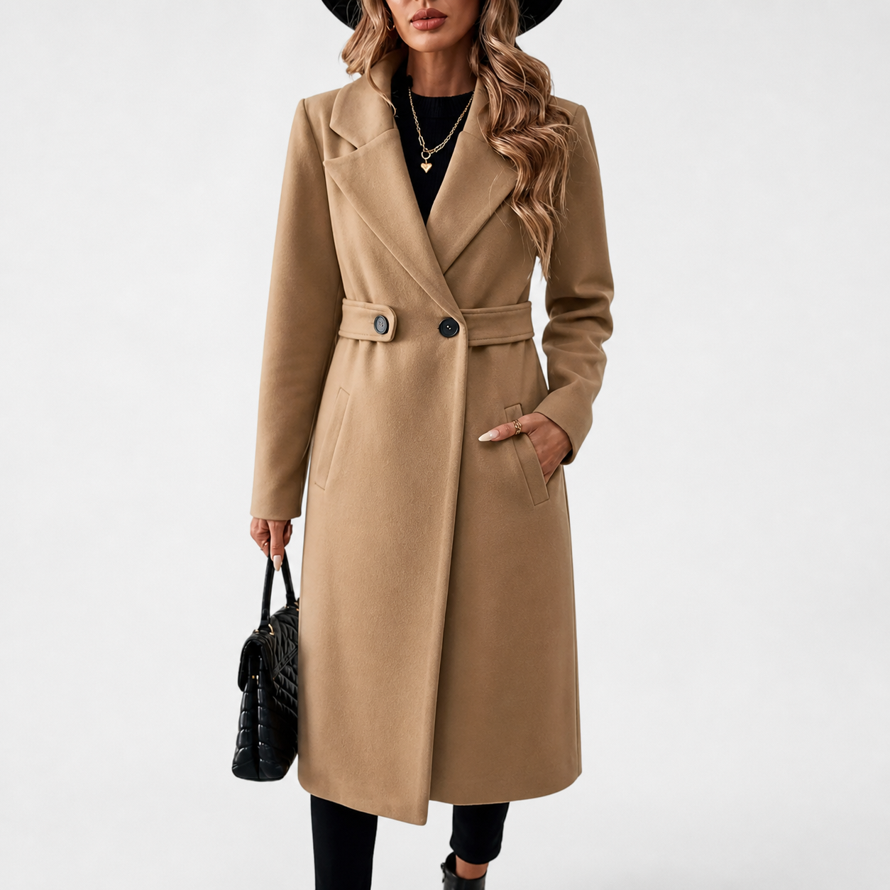 ECLAVA | Women’s Longline Belted A-Line Coat
