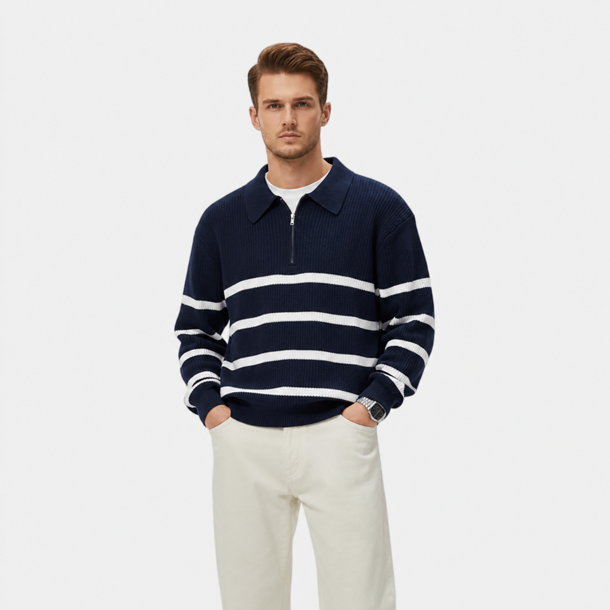 ECLAVA | Men’s Striped Knitwear Sweater