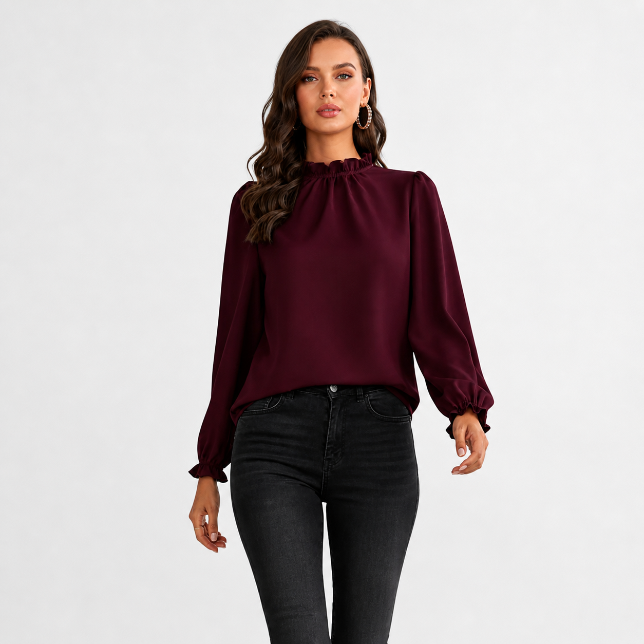 ECLAVA | Women’s Ruffle Collar Blouse