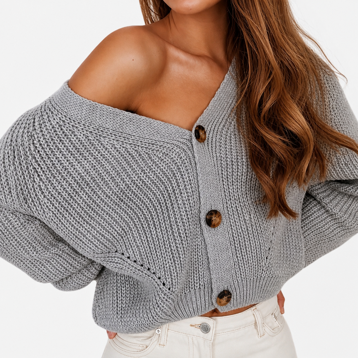 ECLAVA | Women’s Deep Collar Elegance Cardigan