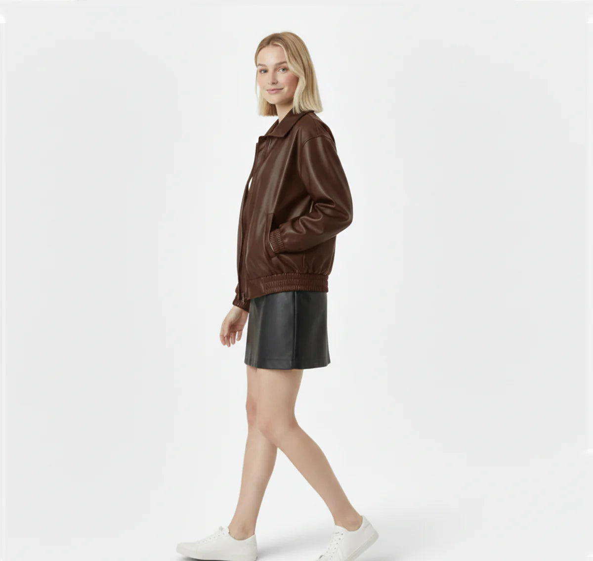ECLAVA | Women’s Faux Leather Classic Moto Jacket
